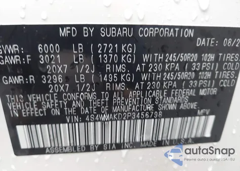 2023 Subaru Ascent Onyx Edition Limited 7-Passenger from USA, damaged, VIN 4S4WMAKD2P3456798